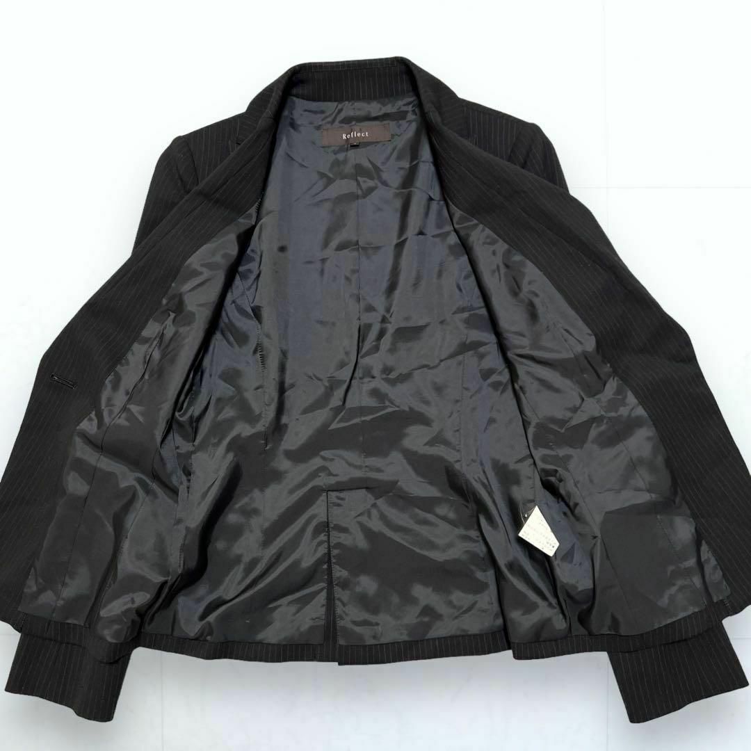 ReFLEcT(リフレクト)のReflect パンツ セットアップ フォーマル ウール 黒 ストライプ柄 9号 レディースのフォーマル/ドレス(スーツ)の商品写真