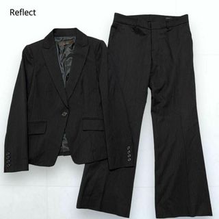 ReFLEcT - Reflect パンツ セットアップ フォーマル ウール 黒 ストライプ柄 9号