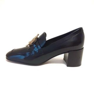 クリスチャンディオール(Christian Dior)のDIOR/ChristianDior(ディオール/クリスチャンディオール) パンプス 37 1/2 D レディース Dior Direction Loafers 黒 CDモチーフ シャイニーカーフスキン(ハイヒール/パンプス)