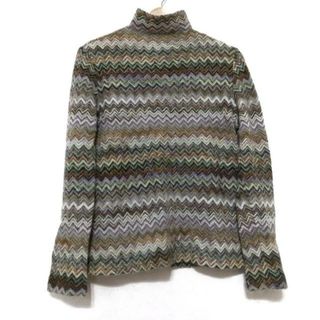 ミッソーニ(MISSONI)のMISSONI(ミッソーニ) 長袖セーター サイズ12 L レディース美品  - グリーン×オレンジ×マルチ ハイネック(ニット/セーター)