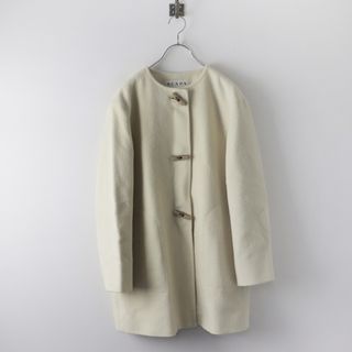 スキャパ(SCAPA)の美品 定価5.8万 スキャパ SCAPA アンゴラシャギーノーカラーコート 38/オフホワイト ウール ノーカラー ロング【2400013799812】(その他)