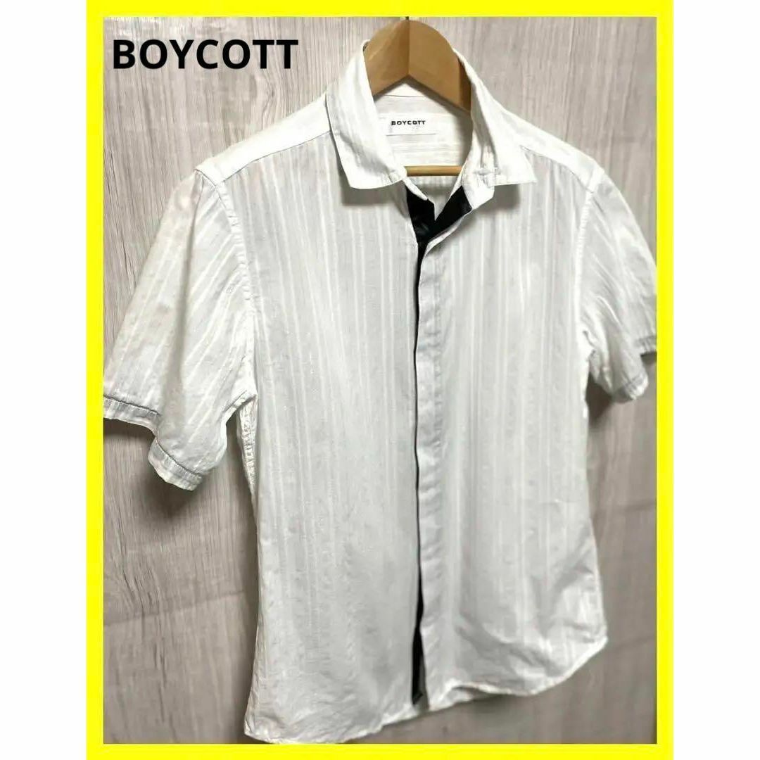 BOYCOTT(ボイコット)のBOYCOTT ボイコット 半袖シャツ 白 サイズ２ おしゃれ メンズのトップス(シャツ)の商品写真