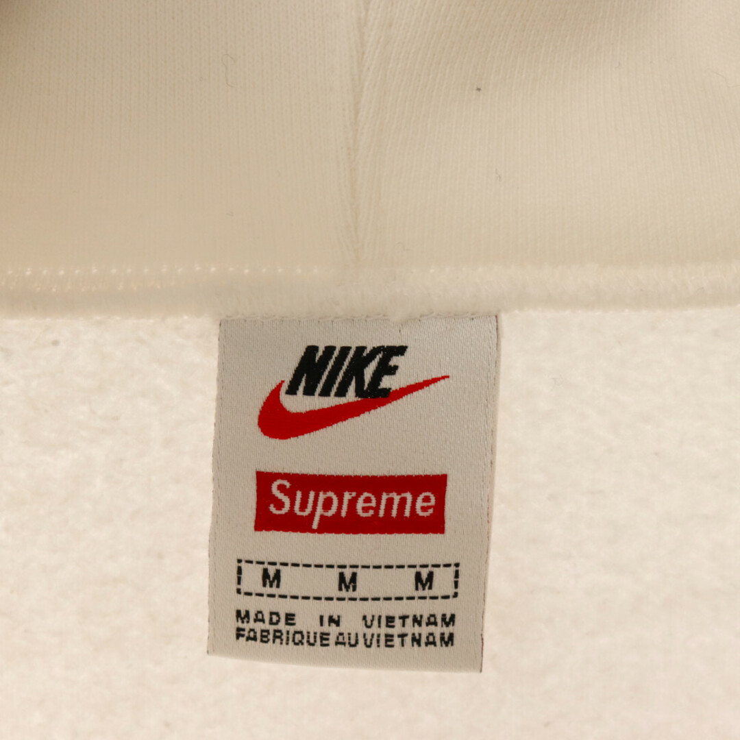 Supreme(シュプリーム)のSUPREME シュプリーム 19AW ×Nike Hooded Sweatshirt ×ナイキ フロントレザーパッチロゴ プルオーバーパーカー CK6225-100 ホワイト メンズのトップス(パーカー)の商品写真