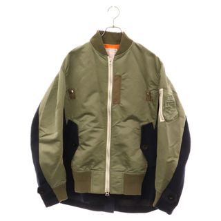 Sacai サカイ 21AW Wool Surge Nylon Twill Blouson ウール切り替え ナイロンブルゾン ジャケット 21-02660M ネイビー/グリーン