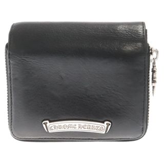 クロムハーツ(Chrome Hearts)のCHROME HEARTS クロムハーツ SQ ZIP BILL/スクエアジップビル ラウンドジップレザーウォレット財布 二つ折り財布 ブラック(折り財布)