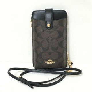 コーチ(COACH)のCOACH(コーチ) 携帯電話ケース美品  シグネチャー柄 C7397 ブラウン×ダークブラウン スマートフォンケース/チェーンストラップ取り外し可 PVC(塩化ビニール)×レザー(モバイルケース/カバー)