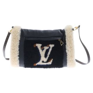 ルイヴィトン(LOUIS VUITTON)のLOUIS VUITTON ルイヴィトン マンション ムートン テディ ボア モノグラム レザー ショルダーバッグ ブラック M76564(ショルダーバッグ)