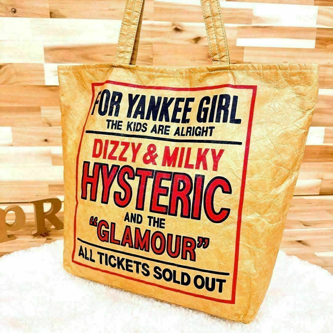 HYSTERIC GLAMOUR(ヒステリックグラマー)のレア【ヒステリックグラマー】DIZZY＆MILKYペーパー トートバッグ 茶×赤 レディースのバッグ(トートバッグ)の商品写真