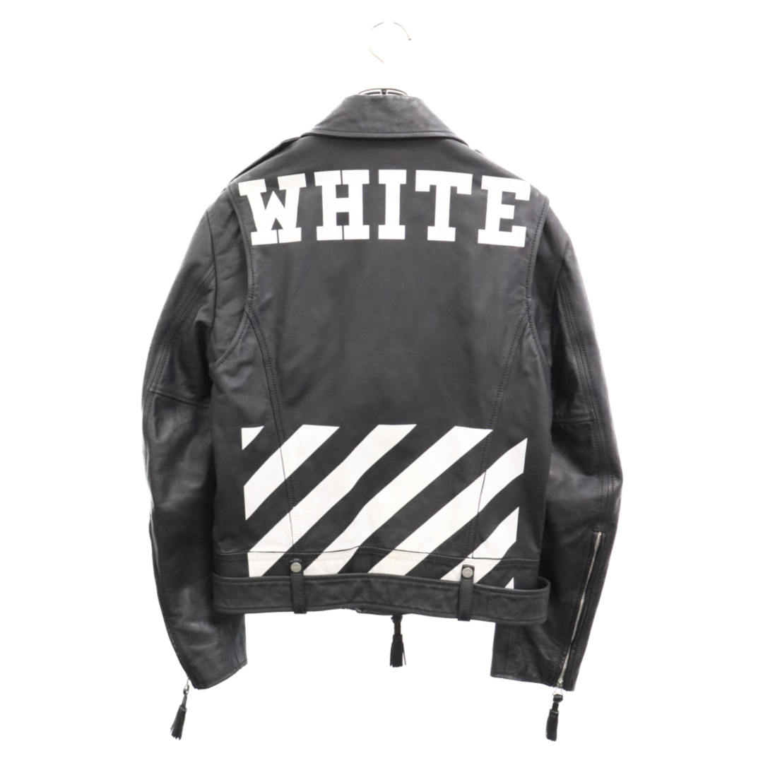 OFF-WHITE(オフホワイト)のOFF-WHITE オフホワイト 16AW BRUSH DIAGONAL LEATHER JACKET ブラッシュダイアゴナル レザージャケット ブラック メンズのジャケット/アウター(フライトジャケット)の商品写真