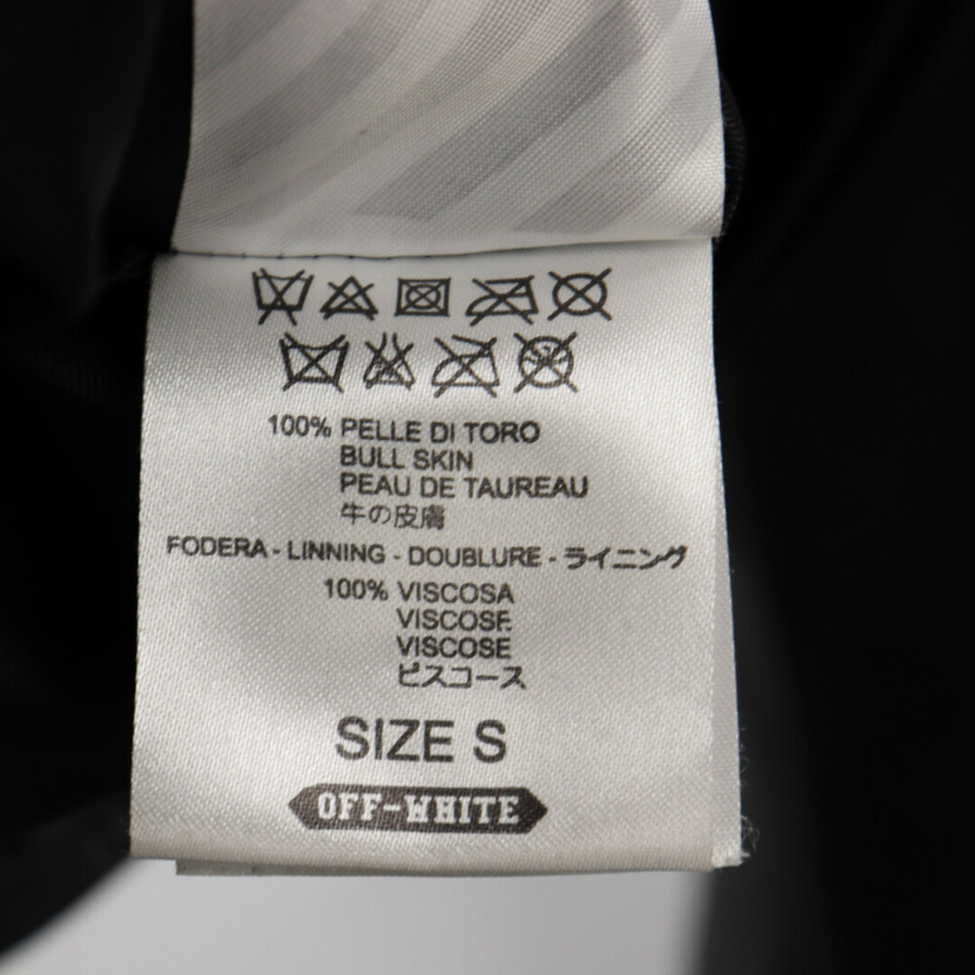 OFF-WHITE(オフホワイト)のOFF-WHITE オフホワイト 16AW BRUSH DIAGONAL LEATHER JACKET ブラッシュダイアゴナル レザージャケット ブラック メンズのジャケット/アウター(フライトジャケット)の商品写真