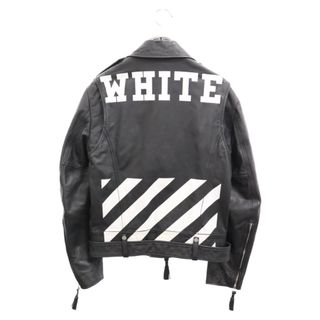 オフホワイト(OFF-WHITE)のOFF-WHITE オフホワイト 16AW BRUSH DIAGONAL LEATHER JACKET ブラッシュダイアゴナル レザージャケット ブラック(フライトジャケット)