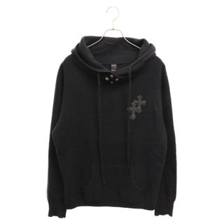 クロムハーツ(Chrome Hearts)のCHROME HEARTS クロムハーツ クロスパッチ装飾 クロスボールボタンカシミヤプルオーバーパーカー M ブラック(パーカー)