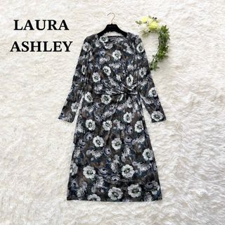 ローラアシュレイ(LAURA ASHLEY)の美品 ローラアシュレイ ストレッチ カシュクールワンピース 花柄 レーヨン(ロングワンピース/マキシワンピース)