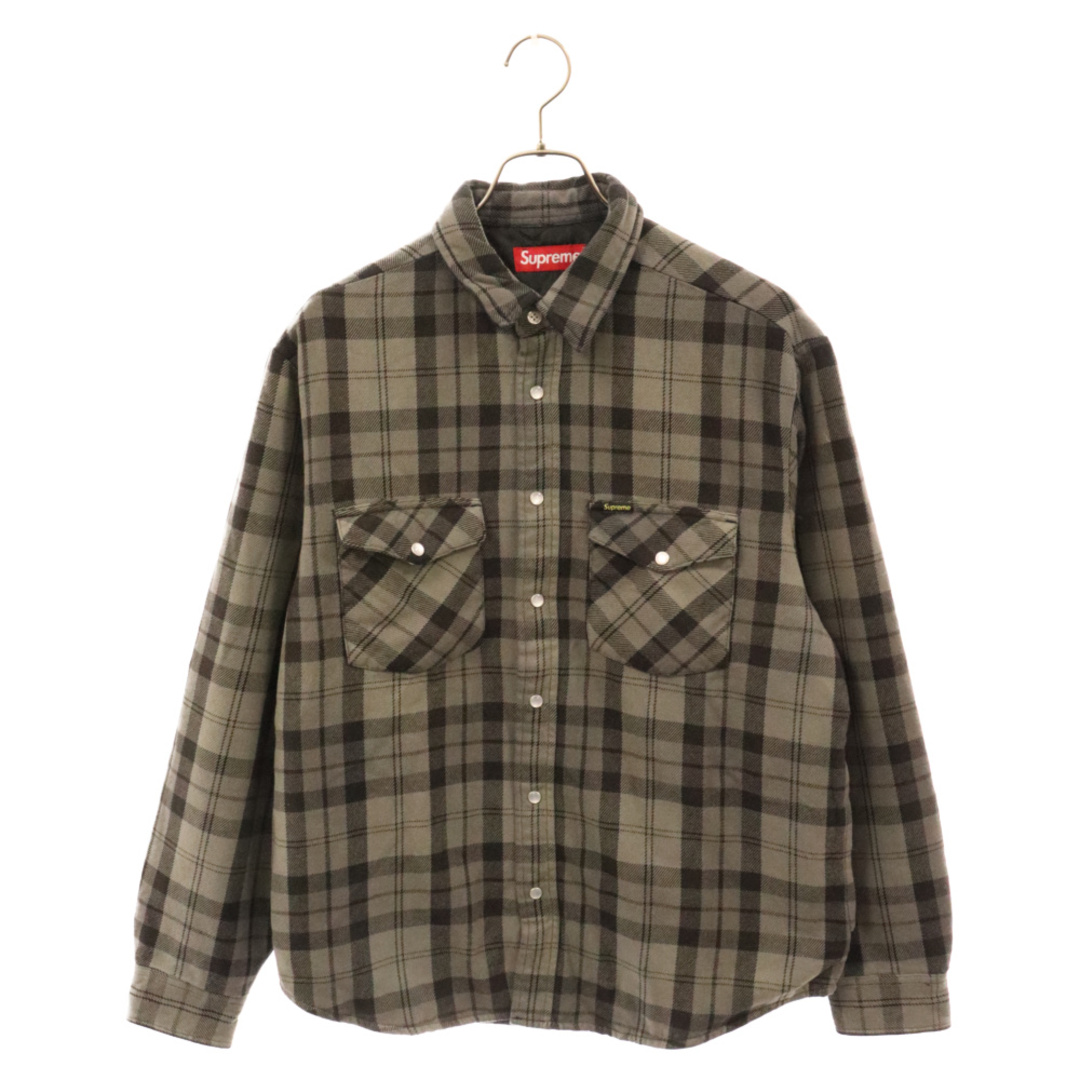 Supreme(シュプリーム)のSUPREME シュプリーム 24SS Quilted Flannel Snap Shirt キルティングスナップフランネルシャツジャケット グレー メンズのジャケット/アウター(フライトジャケット)の商品写真