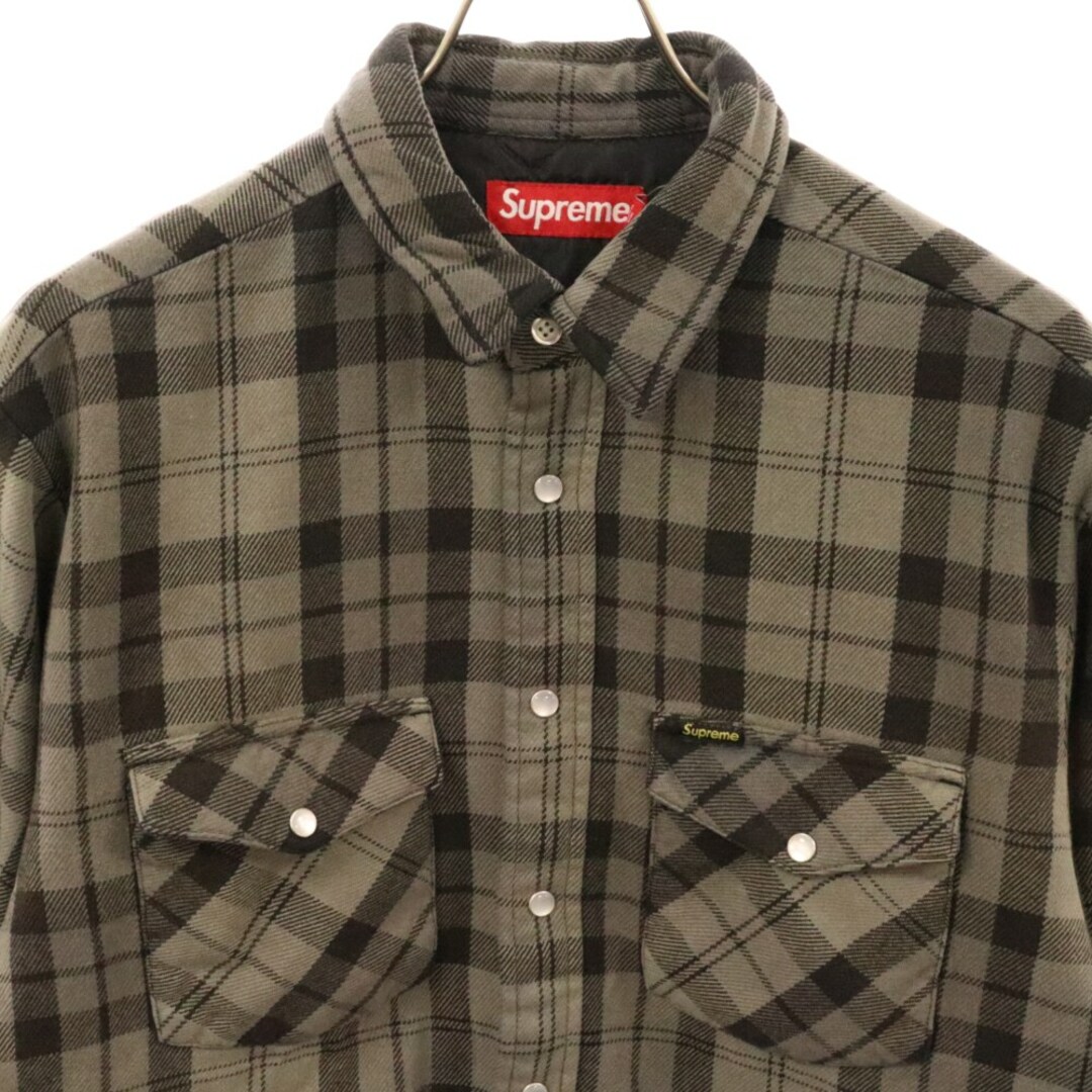 Supreme(シュプリーム)のSUPREME シュプリーム 24SS Quilted Flannel Snap Shirt キルティングスナップフランネルシャツジャケット グレー メンズのジャケット/アウター(フライトジャケット)の商品写真