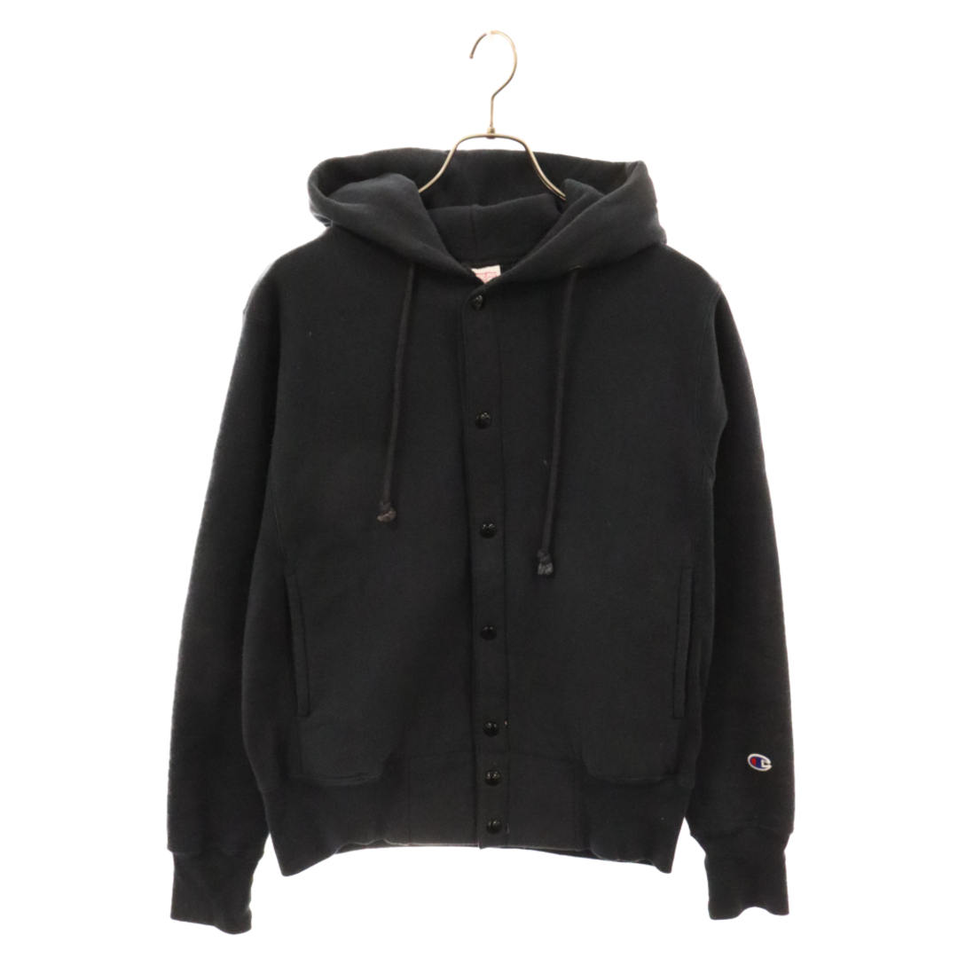 Champion(チャンピオン)のCHAMPION チャンピオン REVERSE WEAVE SNAP HOODED SWEAT SHIRT 赤単タグ復刻 スナップボタンスウェットパーカー ブラック C5-E103 メンズのトップス(パーカー)の商品写真