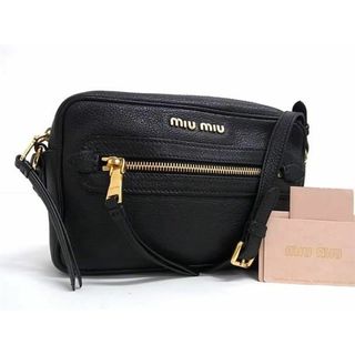 ミュウミュウ(miumiu)の■極美品■ miumiu ミュウミュウ 5BH116 レザー クロスボディ ショルダーバッグ レディース ブラック系 AZ0547 (その他)