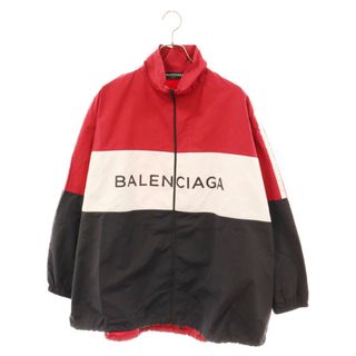 バレンシアガ(Balenciaga)のBALENCIAGA バレンシアガ 18SS TRACKSUIT POPLIN SHIRT JACKET ポプリンシャツトラックジャケット ナイロン レッド/ブラック/ホワイト 508903 TXD12(フライトジャケット)