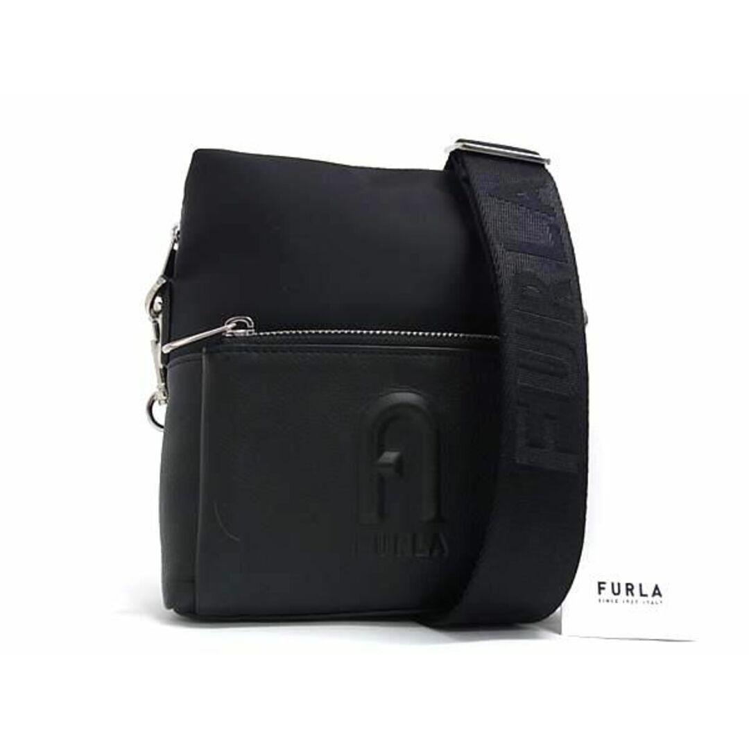 Furla(フルラ)の■新品同様■ FURLA フルラ ナイロン×レザー クロスボディ ショルダーバッグ レディース ブラック系 AU9811  レディースのバッグ(ショルダーバッグ)の商品写真