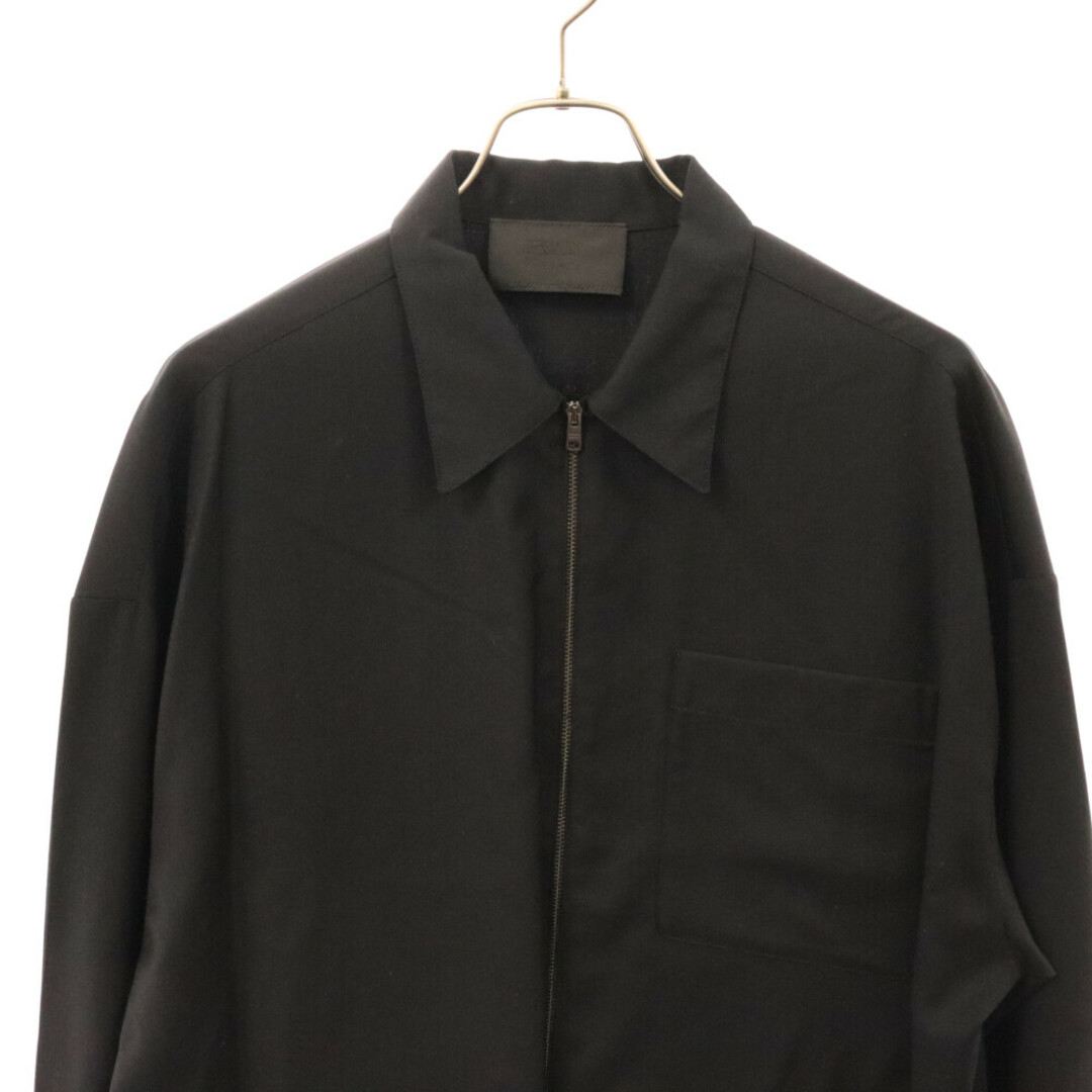 PRADA(プラダ)のPRADA プラダ 三角パッチ ウール ジップアップ 長袖シャツ ブラック SC614 S221 メンズのトップス(シャツ)の商品写真