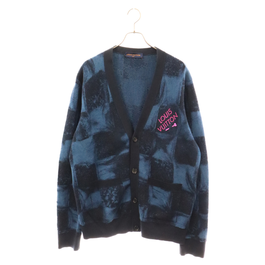 LOUIS VUITTON(ルイヴィトン)のLOUIS VUITTON ルイヴィトン 21AW Dummy Salt Jacquard Cardigan ダミエソルト ジャカード ニット カーディガン ブルー RM212M ET6 HLN08W メンズのトップス(カーディガン)の商品写真