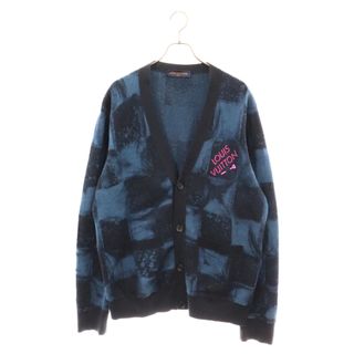 ルイヴィトン(LOUIS VUITTON)のLOUIS VUITTON ルイヴィトン 21AW Dummy Salt Jacquard Cardigan ダミエソルト ジャカード ニット カーディガン ブルー RM212M ET6 HLN08W(カーディガン)