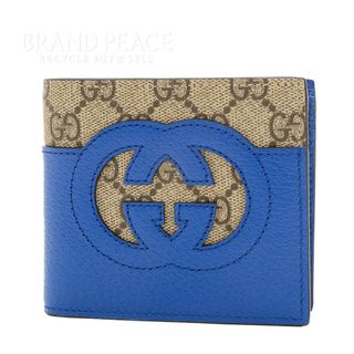 グッチ(Gucci)のグッチ カットアウト インターロッキングG 二つ折り財布 レザー/キャンバス ブ(財布)