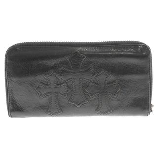 クロムハーツ(Chrome Hearts)のCHROME HEARTS クロムハーツ REC F ZIP 3セメタリー クロスパッチ ラウンドファスナーウォレット 長財布 ブラック(長財布)