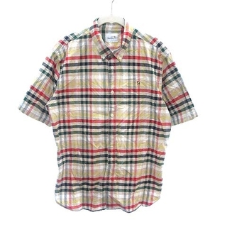アーノルドパーマー(Arnold Palmer)のアーノルドパーマー カジュアルシャツ 半袖 ボタンダウン チェック L ベージュ(シャツ)