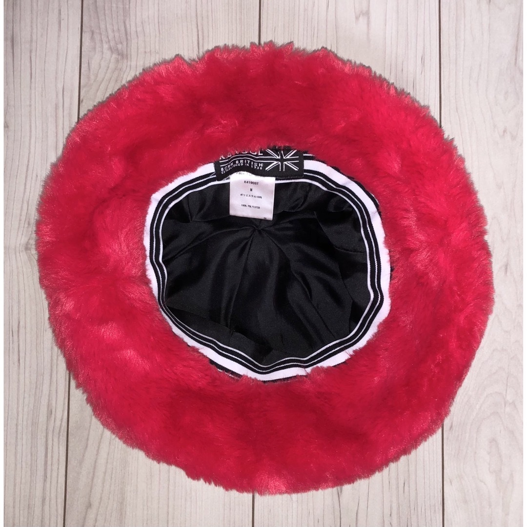 KANGOL - M 美品 KANGOL Faux Fur Casual レッド バケットハット KANGOL - M 美品 KANGOL Faux Fur Casual レッド バケットハット