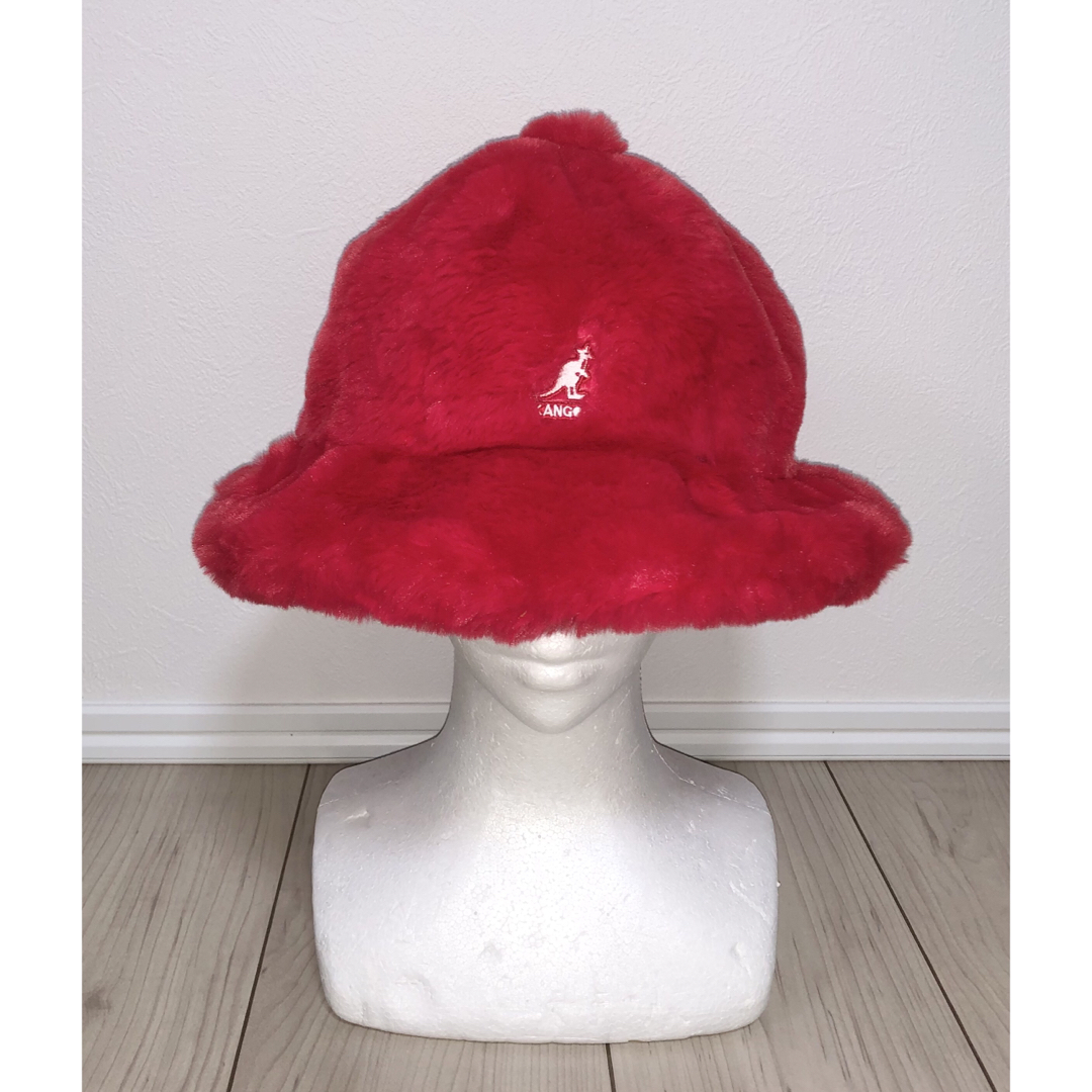 KANGOL(カンゴール)のM 美品 KANGOL Faux Fur Casual レッド バケットハット メンズの帽子(ハット)の商品写真