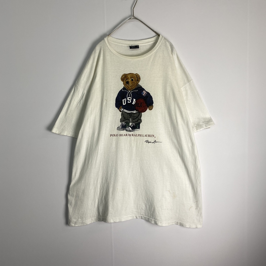 POLO RALPH LAUREN(ポロラルフローレン)の【ポロラルフローレン　半袖Tシャツ　ポロベア　USA製　白　古着】 メンズのトップス(Tシャツ/カットソー(半袖/袖なし))の商品写真