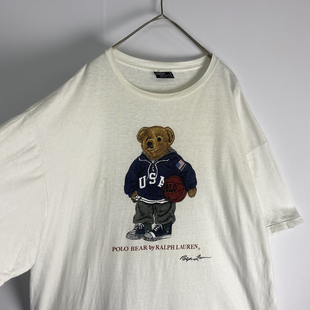 POLO RALPH LAUREN(ポロラルフローレン)の【ポロラルフローレン　半袖Tシャツ　ポロベア　USA製　白　古着】 メンズのトップス(Tシャツ/カットソー(半袖/袖なし))の商品写真