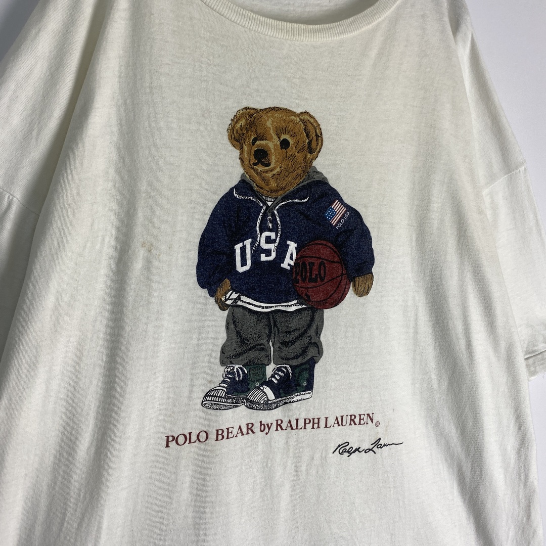 POLO RALPH LAUREN(ポロラルフローレン)の【ポロラルフローレン　半袖Tシャツ　ポロベア　USA製　白　古着】 メンズのトップス(Tシャツ/カットソー(半袖/袖なし))の商品写真