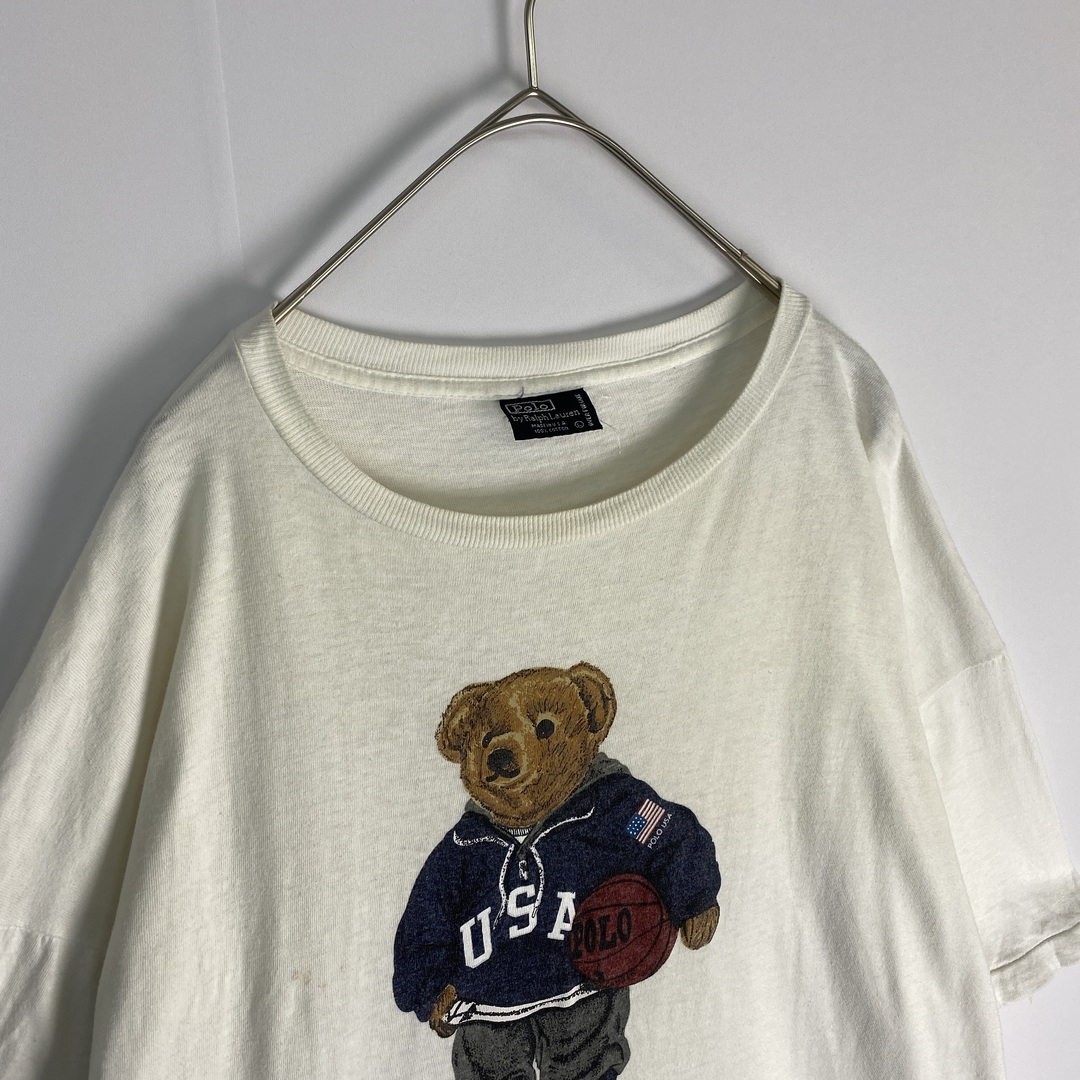 POLO RALPH LAUREN(ポロラルフローレン)の【ポロラルフローレン　半袖Tシャツ　ポロベア　USA製　白　古着】 メンズのトップス(Tシャツ/カットソー(半袖/袖なし))の商品写真