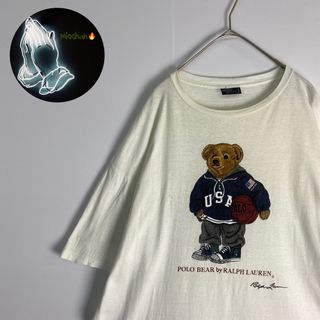 ポロラルフローレン(POLO RALPH LAUREN)の【ポロラルフローレン　半袖Tシャツ　ポロベア　USA製　白　古着】(Tシャツ/カットソー(半袖/袖なし))