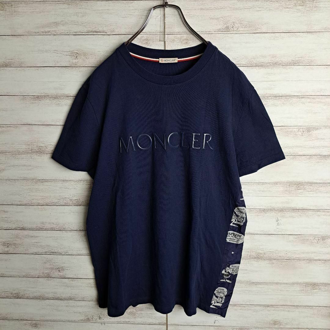 MONCLER(モンクレール)の【両面ロゴ】モンクレール Tシャツ 裾デザイン ラバーロゴ L アヒル アニメ メンズのトップス(Tシャツ/カットソー(半袖/袖なし))の商品写真