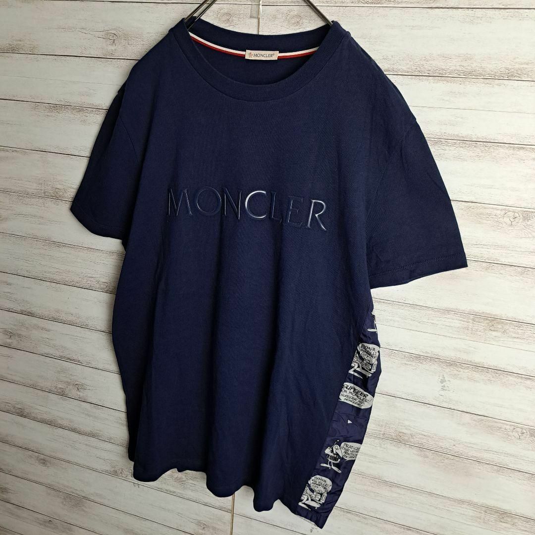 MONCLER(モンクレール)の【両面ロゴ】モンクレール Tシャツ 裾デザイン ラバーロゴ L アヒル アニメ メンズのトップス(Tシャツ/カットソー(半袖/袖なし))の商品写真