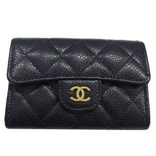 シャネル(CHANEL)のシャネル CHANEL カードケース マトラッセ レディース ブランド キャビアスキン ブラック ゴールド金具 コンパクト おしゃれ シンプル 黒 【中古】(パスケース/IDカードホルダー)