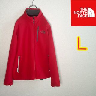 ザノースフェイス(THE NORTH FACE)のノースフェイス　ソフトシェルジャケット　レッド　レディースＬ(ブルゾン)