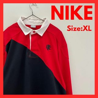 ナイキ(NIKE)の【美品】古着　NIKE ナイキ　ラガーシャツ　レブロン　メンズ　赤・黒　XL(ポロシャツ)