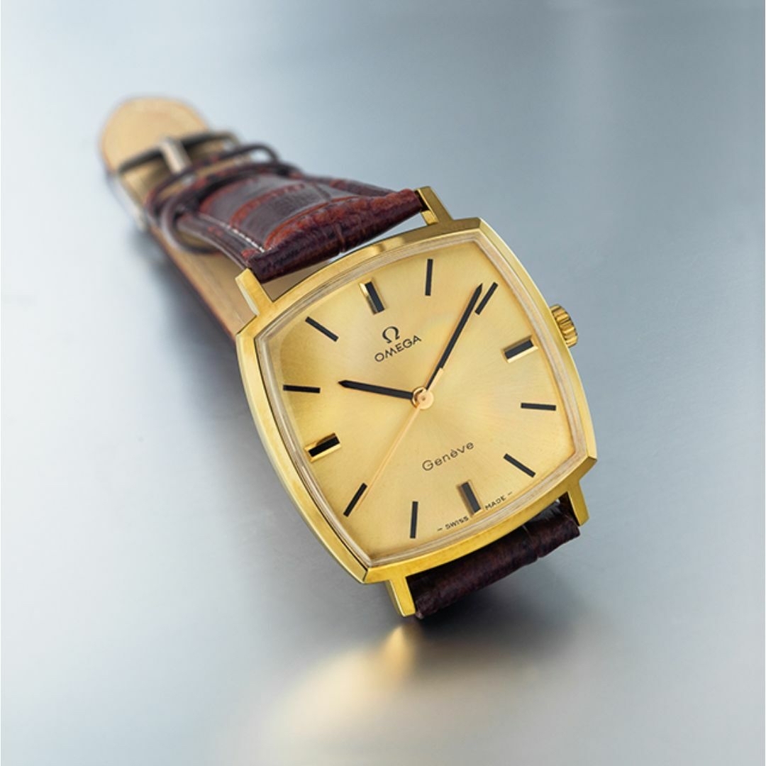 【豪華】オメガ/OMEGA/手巻/ジュネーブ/スクエア/メンズ腕時計/ゴールドテレバッチの腕時計