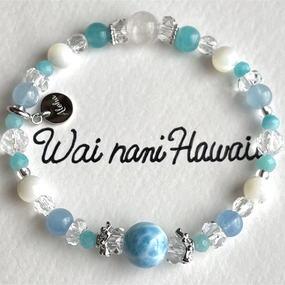 『 Lino blue Hawaii 空と海 』ハワイアンパワーストーン レディースのアクセサリー(ブレスレット/バングル)の商品写真