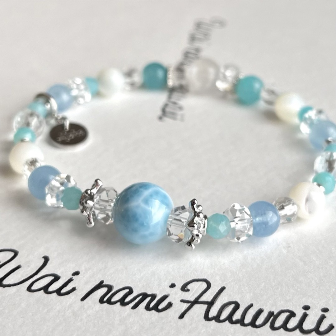 『 Lino blue Hawaii 空と海 』ハワイアンパワーストーン レディースのアクセサリー(ブレスレット/バングル)の商品写真