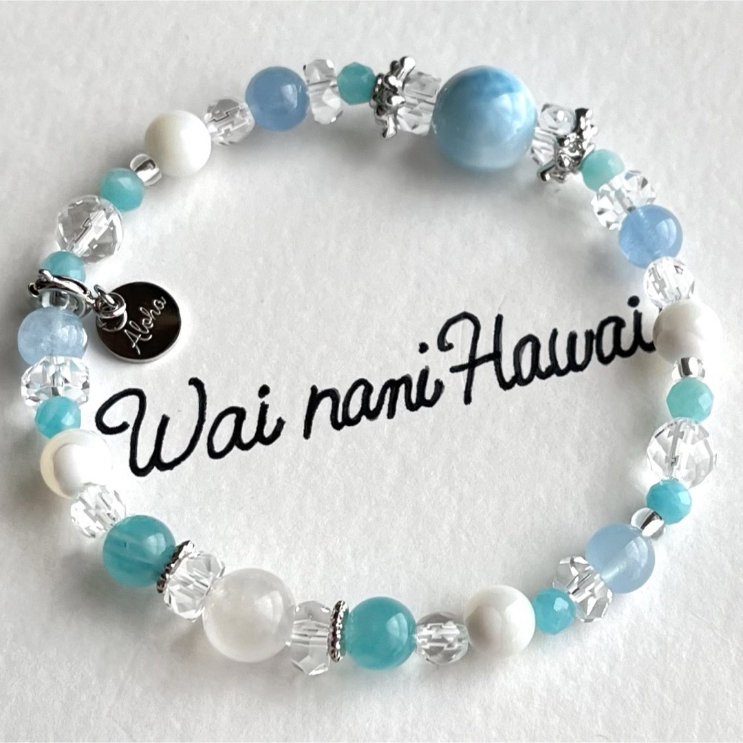 『 Lino blue Hawaii 空と海 』ハワイアンパワーストーン レディースのアクセサリー(ブレスレット/バングル)の商品写真