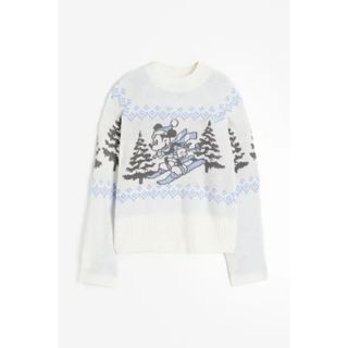 エイチアンドエム(H&M)の未使用《H＆M》セーター ニット ディズニー ミッキー スキー 白 ホワイト L(ニット/セーター)