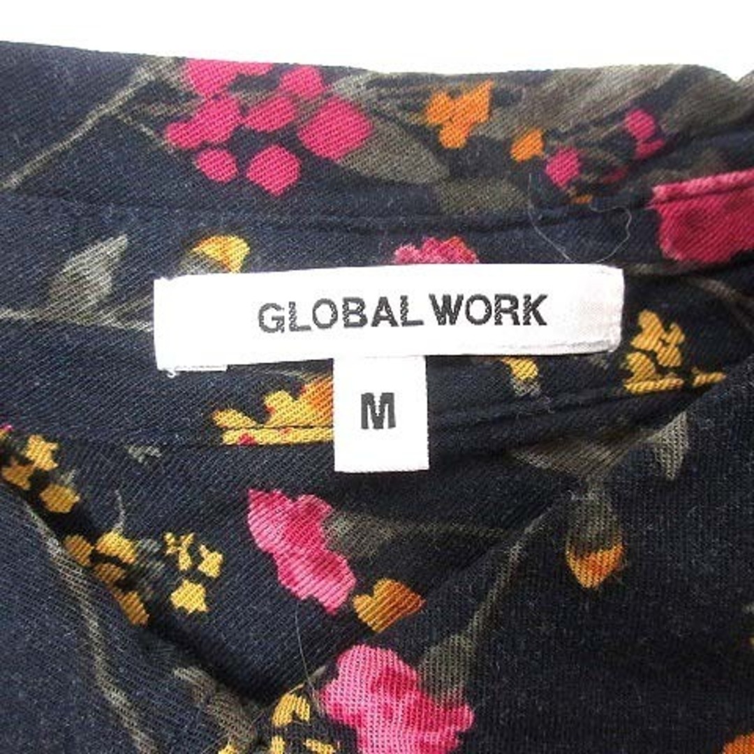 GLOBAL WORK(グローバルワーク)のGLOBAL WORK シャツワンピース ロング 花柄 長袖 M 黒 ■MO レディースのワンピース(ロングワンピース/マキシワンピース)の商品写真