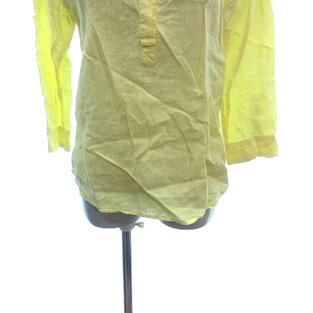 INDIVI(インディヴィ)のインディヴィ シャツ ブラウス スキッパーカラー 麻 リネン 七分袖 38 黄色 レディースのトップス(その他)の商品写真