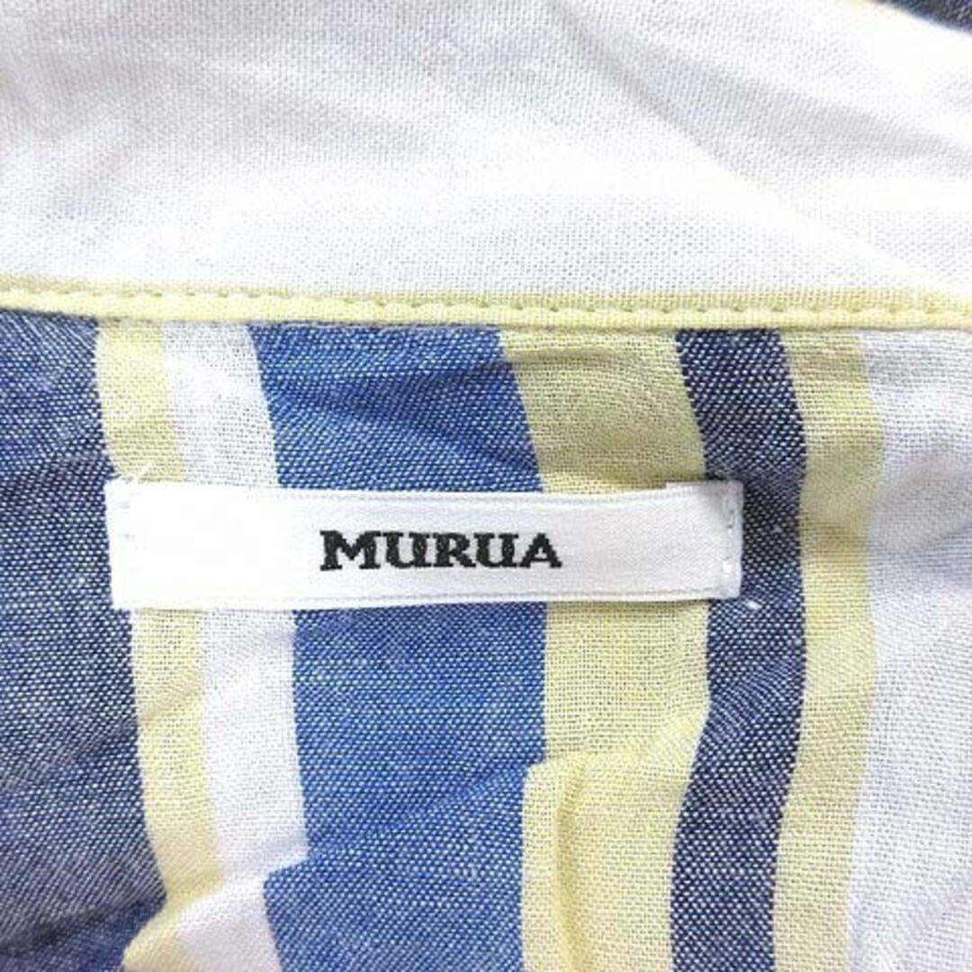 MURUA(ムルーア)のムルーア シャツワンピース ひざ丈 長袖 スリット ストライプ F マルチカラー レディースのワンピース(ひざ丈ワンピース)の商品写真