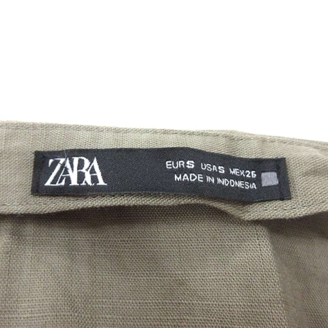 ZARA(ザラ)のザラ ZARA フレアスカート マキシ ロング 麻 リネン S 緑 カーキ レディースのスカート(ロングスカート)の商品写真